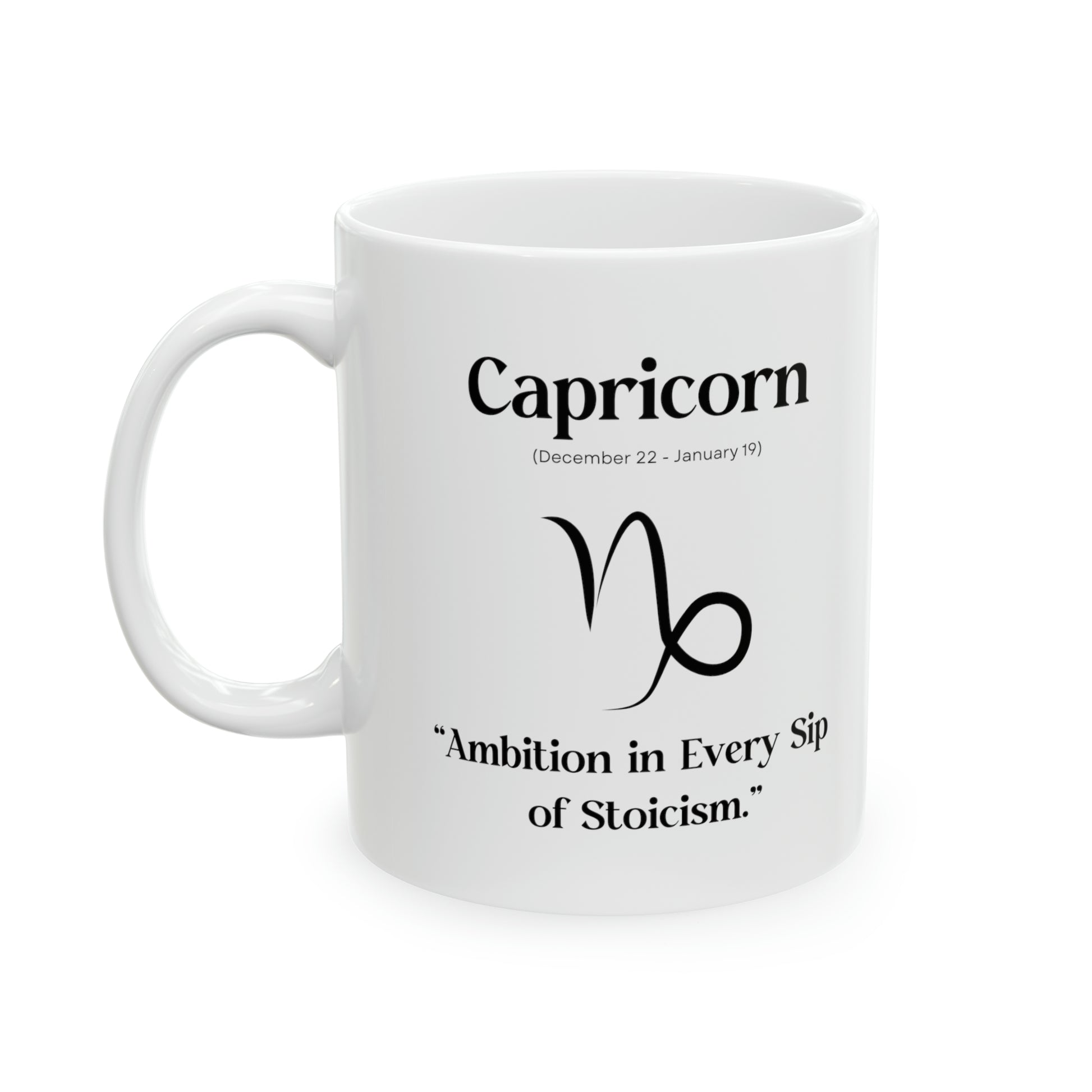  Capricorn, celestial mug, zodiac sign, astrology, ambition, stoicism, determination, resilience, cosmic, strength, empowerment, perseverance, goat symbol, endurance.