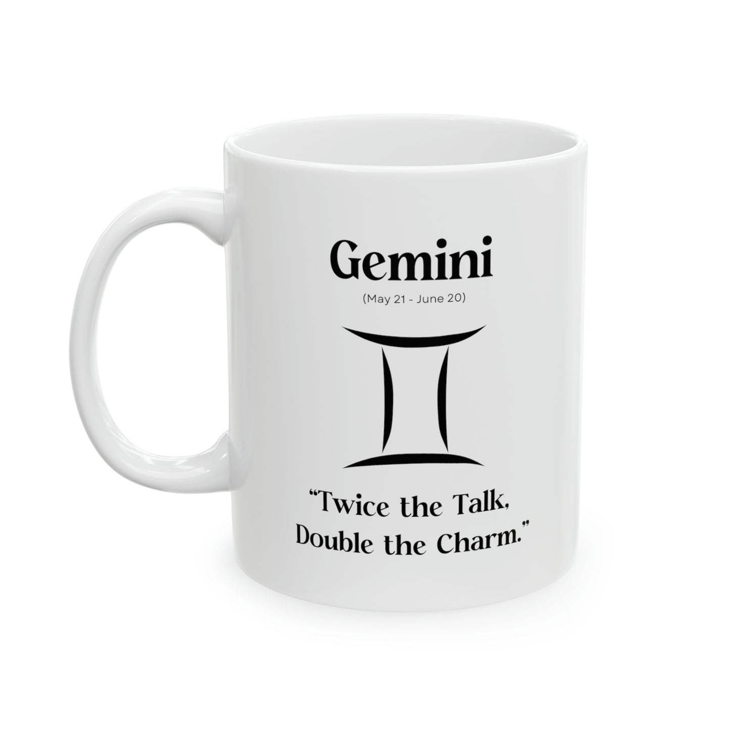 Gemini, celestial mug, zodiac sign, astrology, versatility, charm, wit, intellect, duality, conversation, exploration, endless possibilities, cosmic journey, dynamic personality.