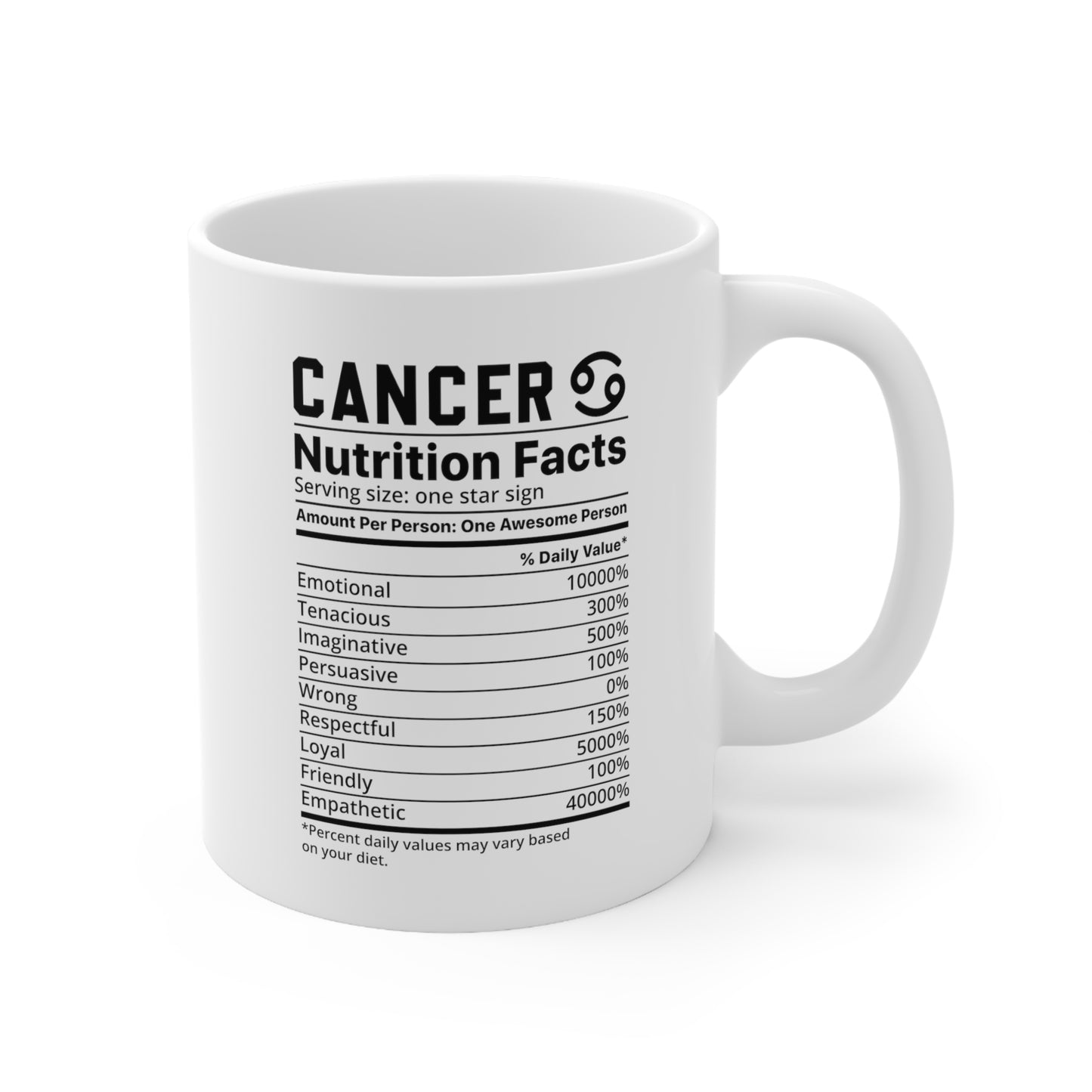 Cancer, White ceramic coffee mug Zodiac sign collector's item Unique astrology gift Sass and style mug C-handle ceramic mug Cosmic coffee companion, Sleek astrology collectible Sass-packed ceramic cup Zodiac sign personality mug Unique zodiac coffee gift