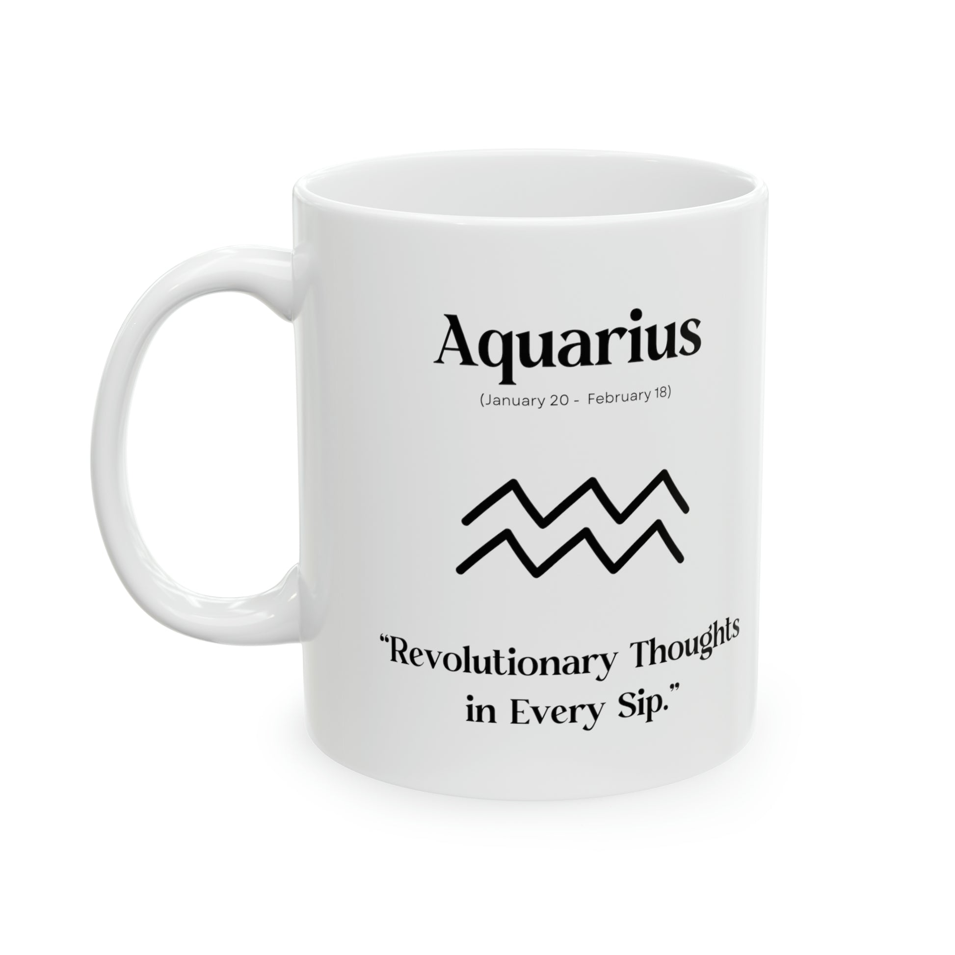 Aquarius, celestial mug, zodiac sign, astrology, revolution, innovation, enlightenment, visionary, creative thinking, forward-looking, cosmic, inspiration, progressive, Aquarius symbol, cosmic design.