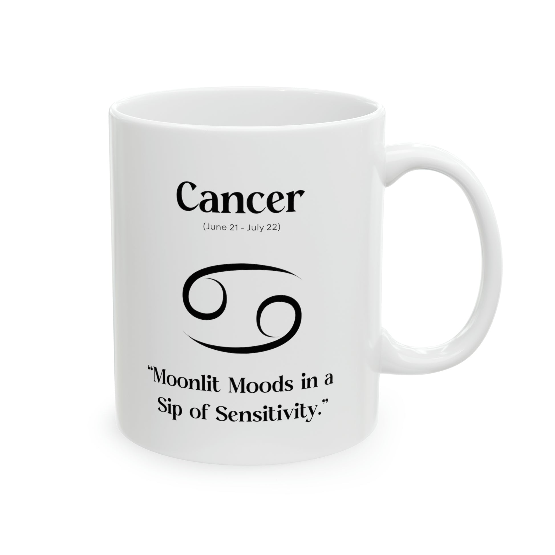 Cancer, celestial mug, zodiac sign, astrology, sensitivity, emotional depth, intuition, nurturing, empathy, comfort, moonlight, gentle tides, emotional connection.