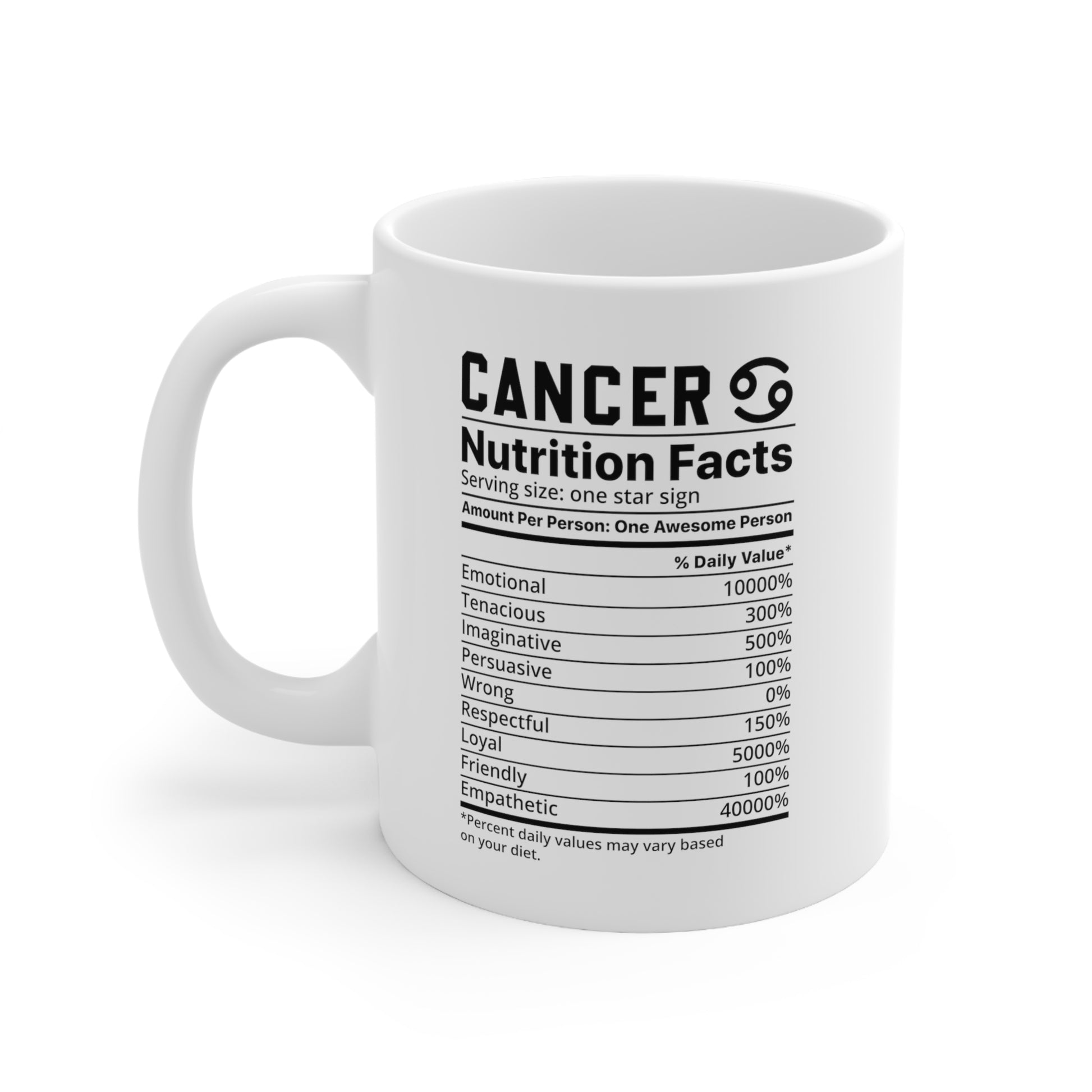 Cancer, White ceramic coffee mug Zodiac sign collector's item Unique astrology gift Sass and style mug C-handle ceramic mug Cosmic coffee companion, Sleek astrology collectible Sass-packed ceramic cup Zodiac sign personality mug Unique zodiac coffee gift