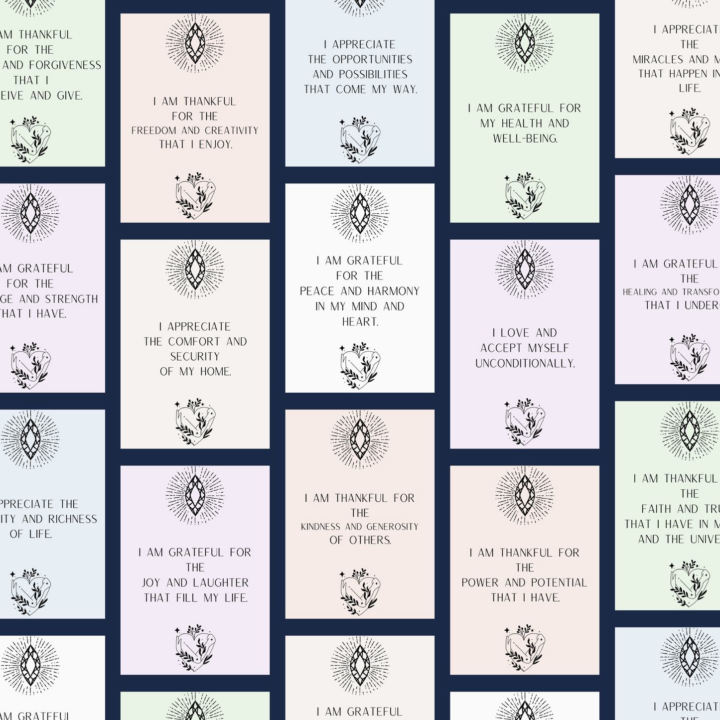 Mindfulness gratitude deck, Thankful heart affirmation cards, Gratitude practice printables