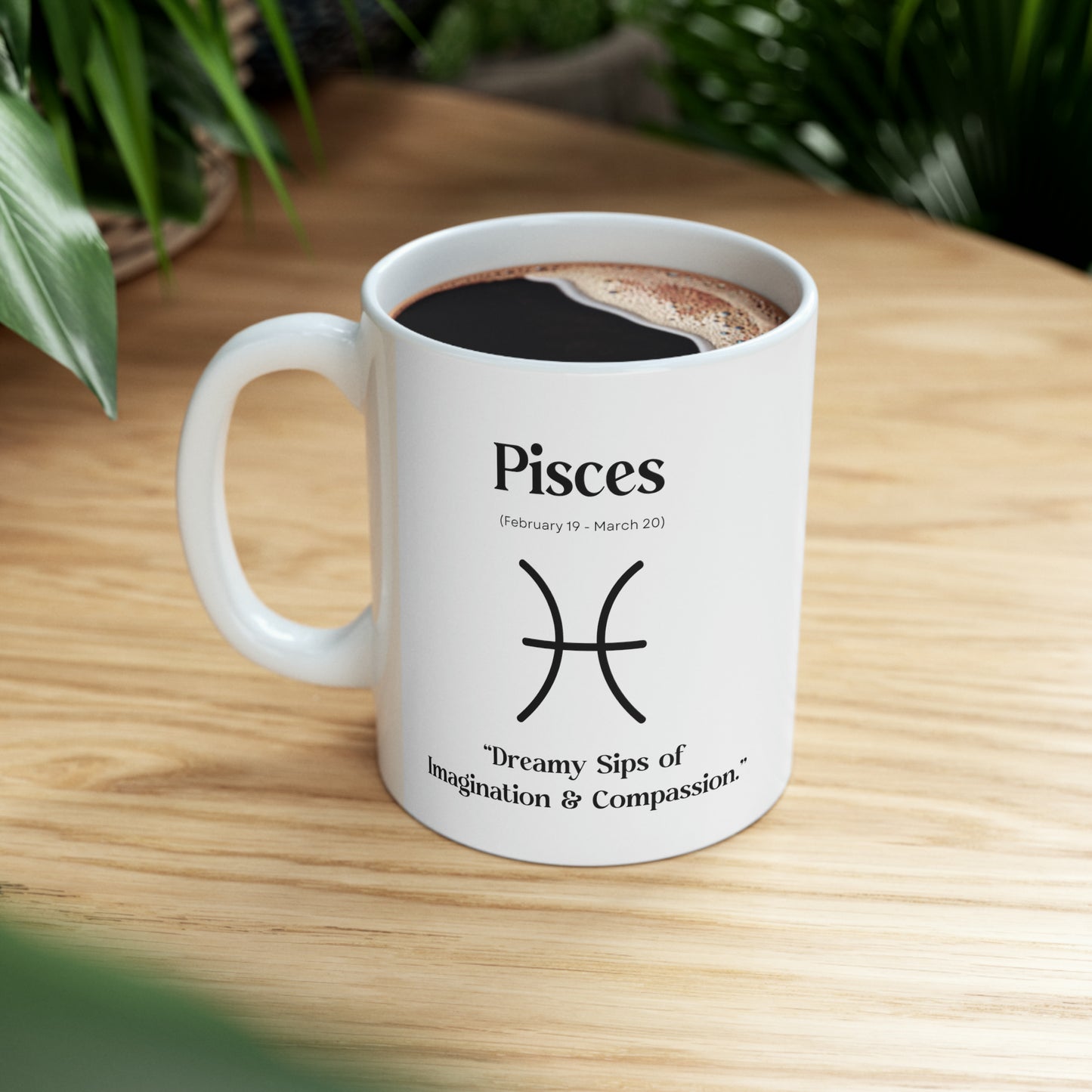  Pisces, celestial mug, zodiac sign, astrology, imagination, compassion, dreamy, creativity, empathy, celestial, magical, ocean, Pisces symbol, cosmic design.