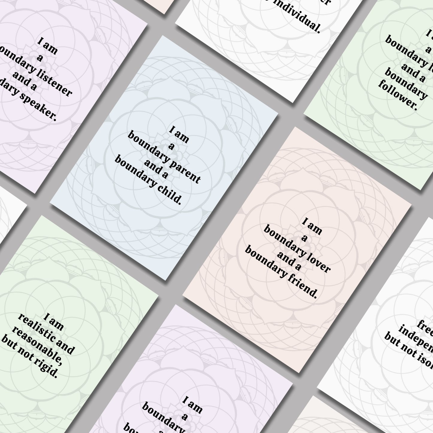 Self-care affirmation deck, Emotional resilience affirmations, Self-love boundary setting, Confidence building affirmations, Inner peace affirmation deck