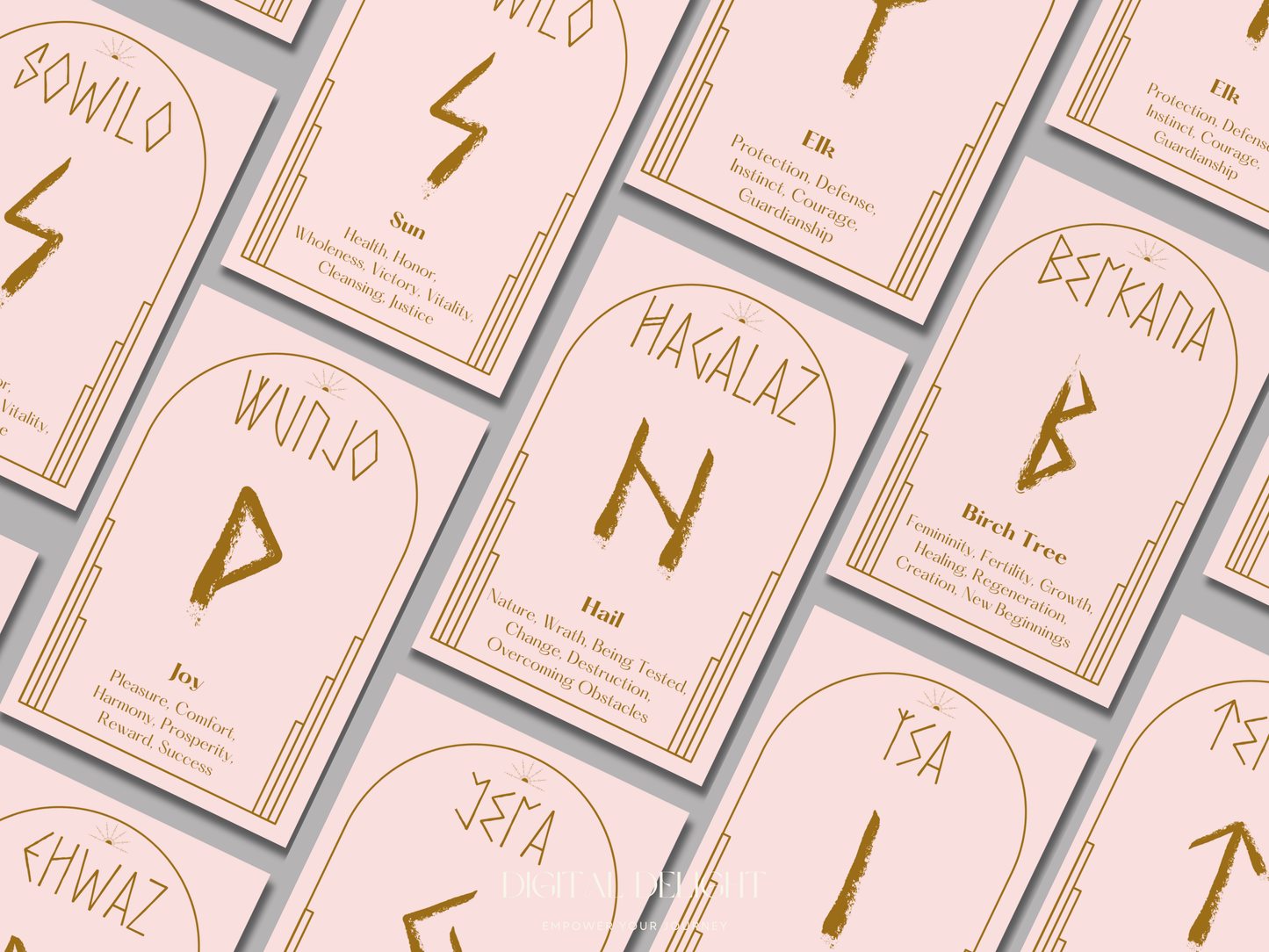 Runes Oracle Card Deck | Rose - Gold (24)