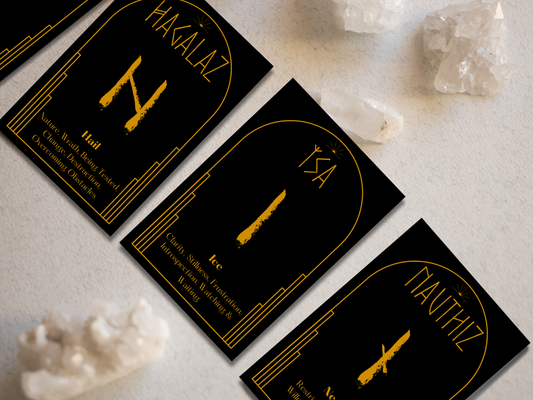 Runes Oracle Card Deck | Black - Gold (24)