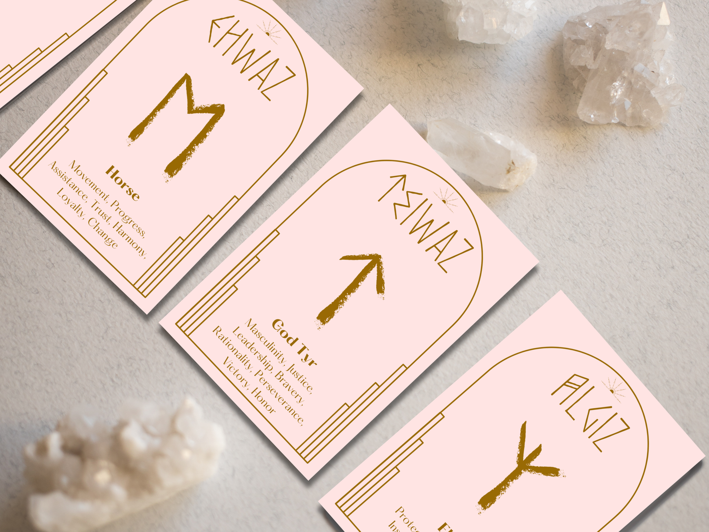 Runes Oracle Card Deck | Rose - Gold (24)